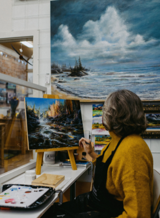 Artist painting a landscape